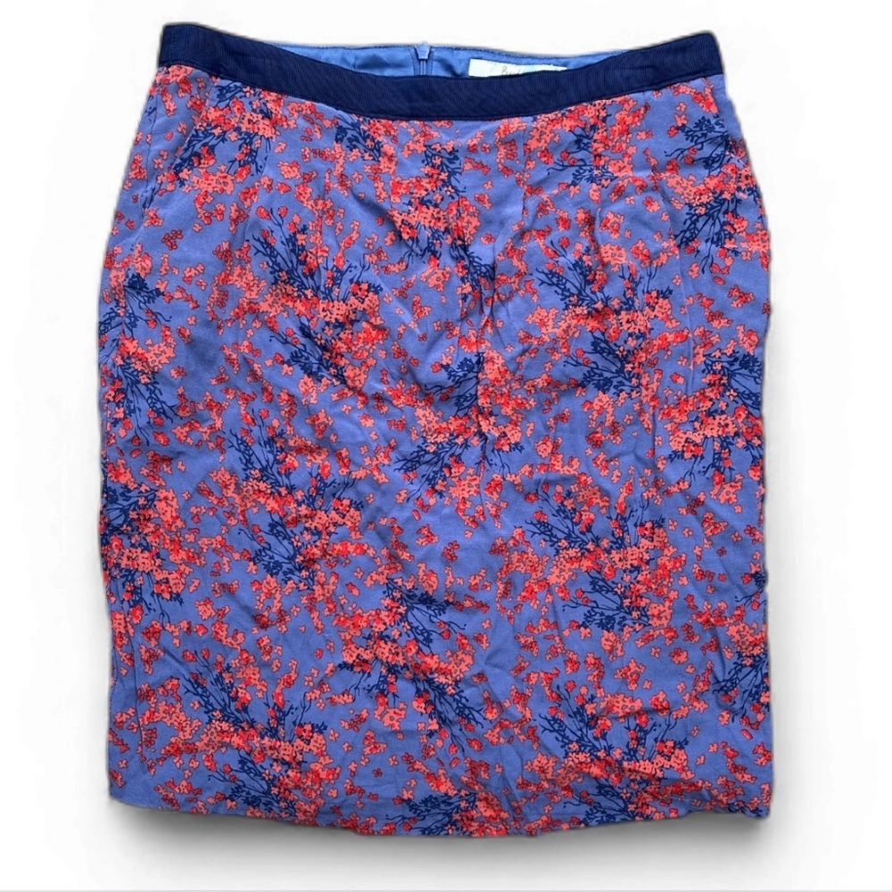 BODEN Blue and Red Floral Pencil Skirt lined size 8